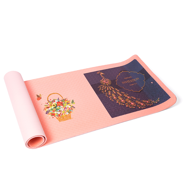 custom logo wholesale  private label two layer natural rubber flower floral design TPE custom print eco yoga mats