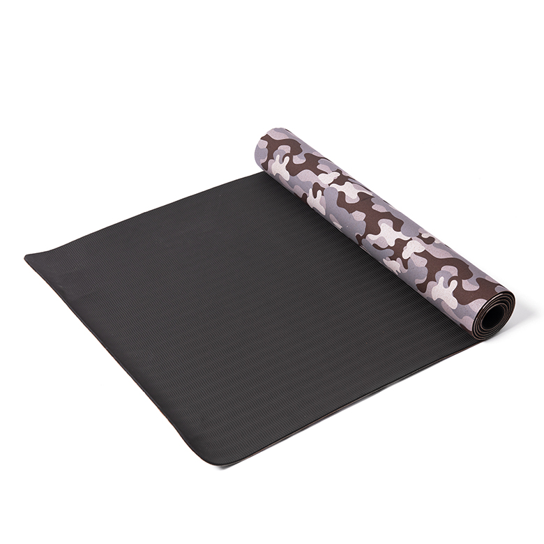 Custom logo wholesale tpe private label two layer natural anti-slip eco-friendly tpe  camouflage yoga set mat and blocks