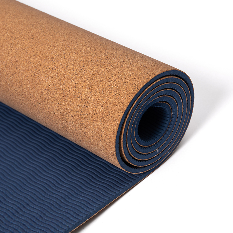 2020 factory direct  double layer laminated non slip printed  nontoxic eco friendly skidproof cork rubber fitness yoga mat
