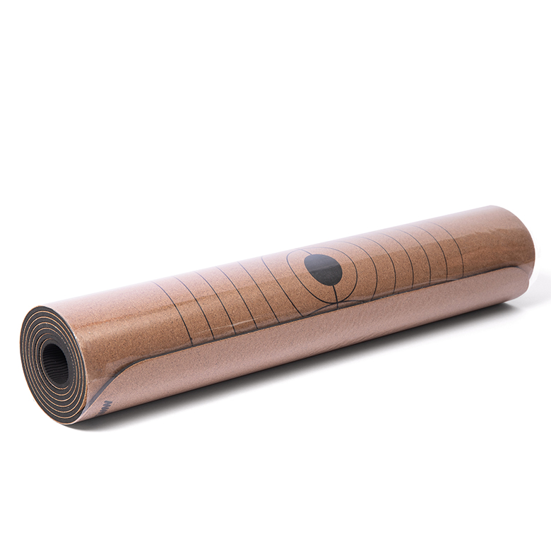custom print odorless lightweight  laminated concentric circles two  double layer  custom cork yoga mat with carrying strap