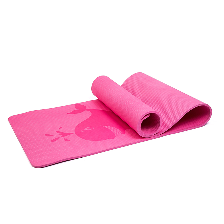 Latest custom high quality wholesale pink cartoon pattern yoga mat with  logo printing