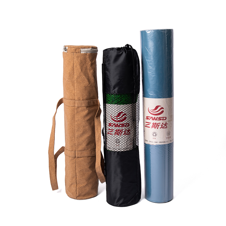 2020 custom logo wholesale  laminated cork two  double layer  natural tpe yoga mat with carrying strap